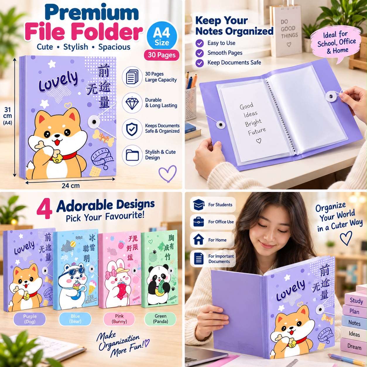 NEW CUTE FILE DOCUMENT HOLDER